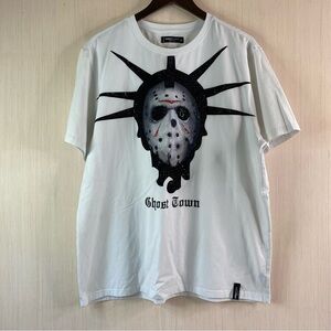 Roku Studio Rhinestone Ghost Town Tee Featuring Horror-Inspired Graphic XXL